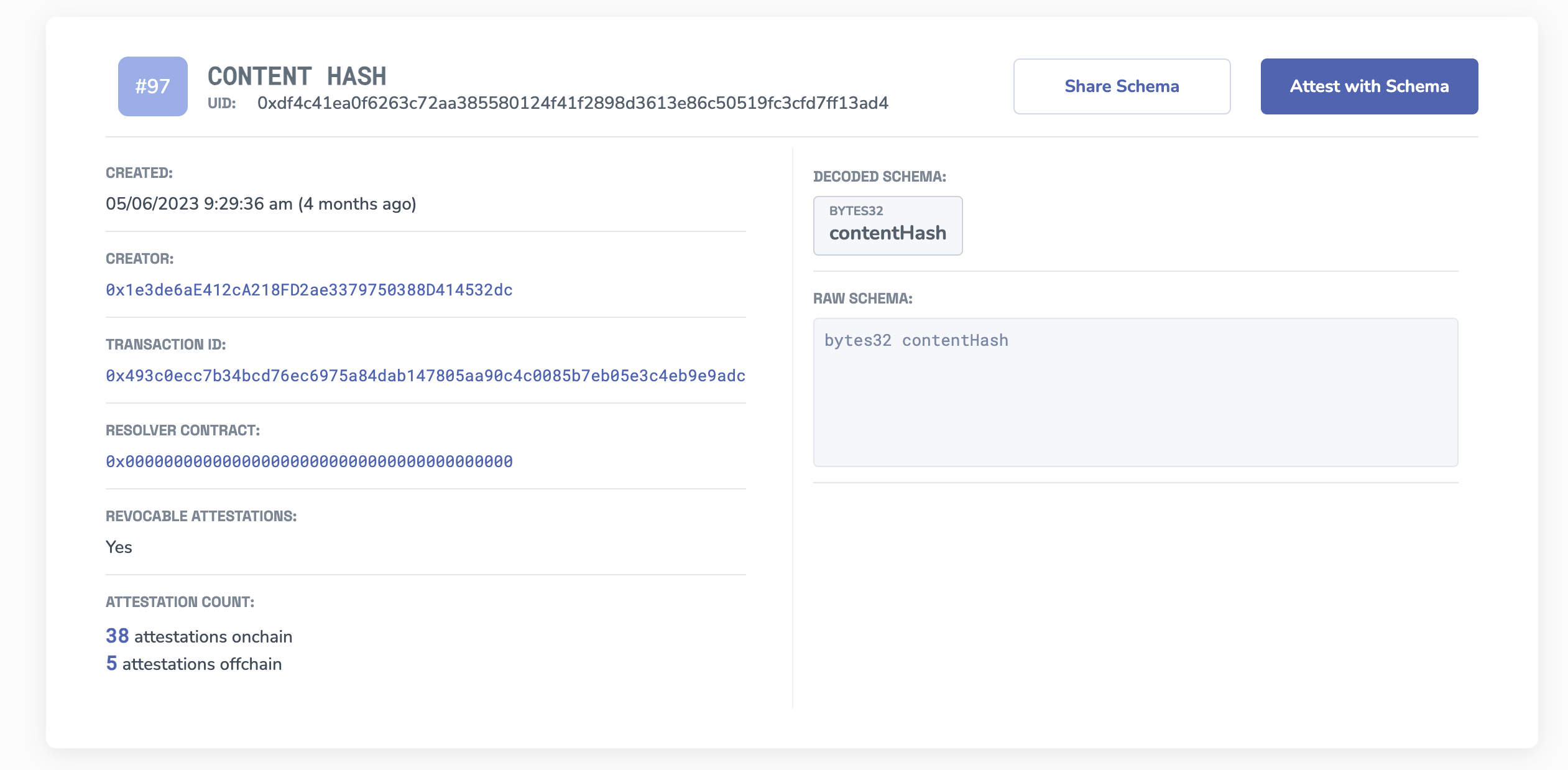 Hash Service Ethereum Attestation Service